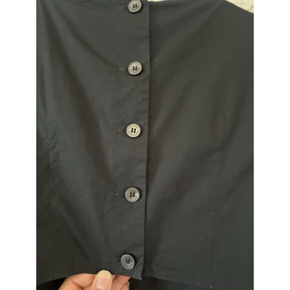 Club Monaco Black Cotton Square Neck Midi Back Slit Dress Sz 8 - Picture 7 of 14